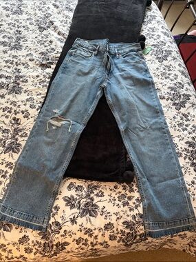 GAP Light Blue Distressed Straight-Leg Women's Jeans